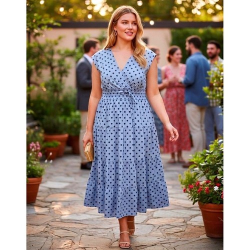 Maxi abito blu pois 100 - blu, a