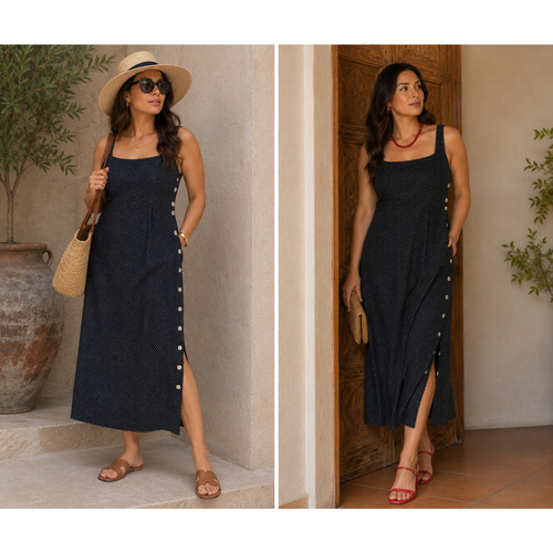 Abito midi vintage teddi nero - midi,